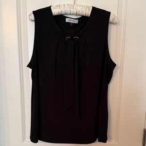 Nine West Black Sleeveless Tie-Neck Sleeveless Shell